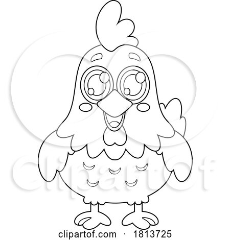 Chicken Barnyard Animal Licensed Black and White Cartoon Clipart by Hit Toon