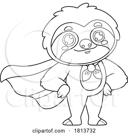 Super Hero Sloth Licensed Black and White Cartoon Clipart by Hit Toon