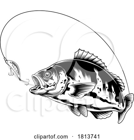 Bream Fish Chasing a Lure Licensed Cartoon Clipart by Hit Toon