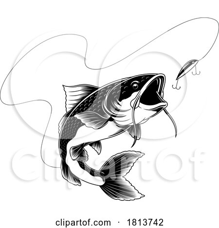 Catfish and Lure Licensed Cartoon Clipart by Hit Toon