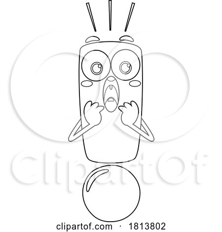 Scared or Surprised Exclamation Point Mascot Licensed Black and White Cartoon Clipart by Hit Toon