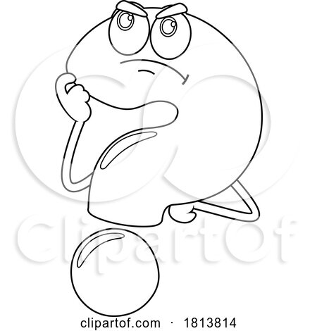 Question Mark Mascot Thinking Licensed Black and White Cartoon Clipart by Hit Toon