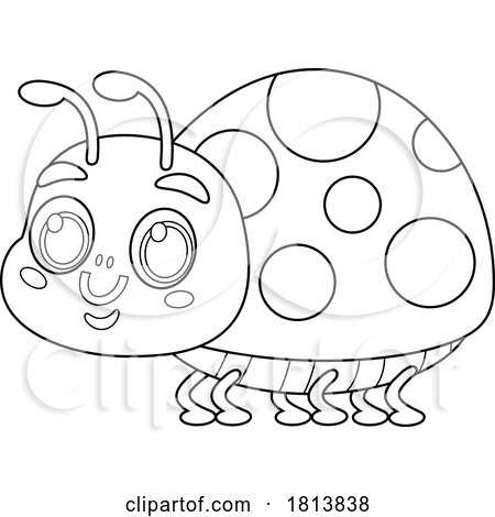 Ladybug Licensed Black and White Cartoon Clipart by Hit Toon