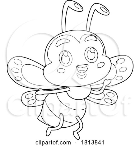 Bee Mascot Licensed Black and White Cartoon Clipart by Hit Toon