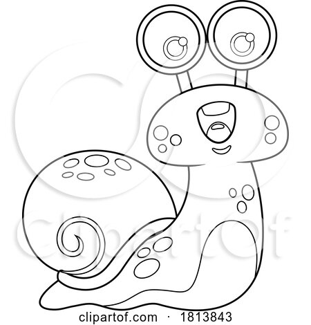 Snail Licensed Black and White Cartoon Clipart by Hit Toon