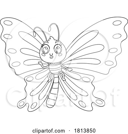 Butterfly Licensed Black and White Cartoon Clipart by Hit Toon