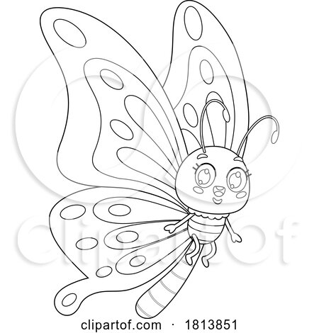 Butterfly Licensed Black and White Cartoon Clipart by Hit Toon