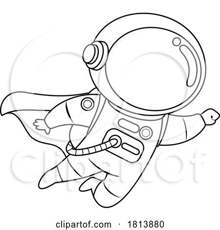 Super Astronaut Licensed Black and White Cartoon Clipart by Hit Toon