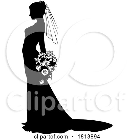 Bride Bridal Wedding Dress Silhouette Woman Design by AtStockIllustration