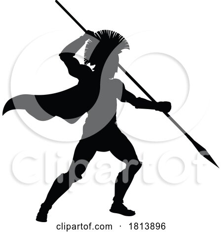 Spartan Silhouette Gladiator Trojan Greek Warrior by AtStockIllustration