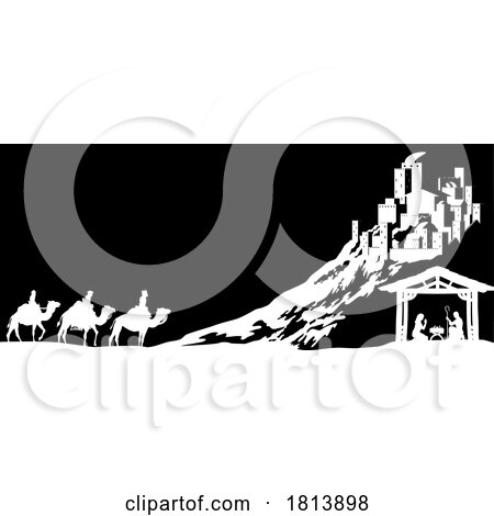 Christmas Nativity Scene Bethlehem Manger Wise Men by AtStockIllustration