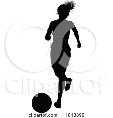 Female Soccer Football Player Woman Silhouette by AtStockIllustration