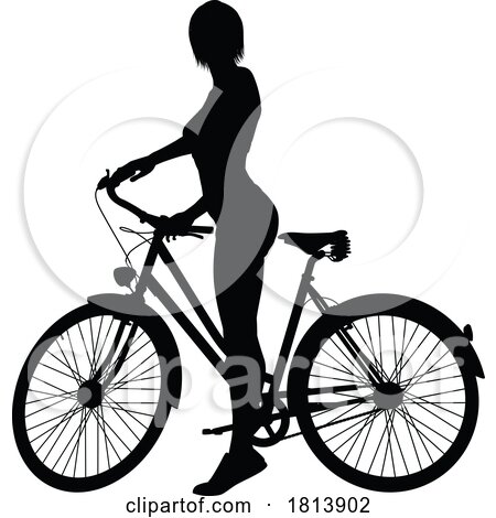 Woman Bike Cyclist Riding Bicycle Silhouette by AtStockIllustration