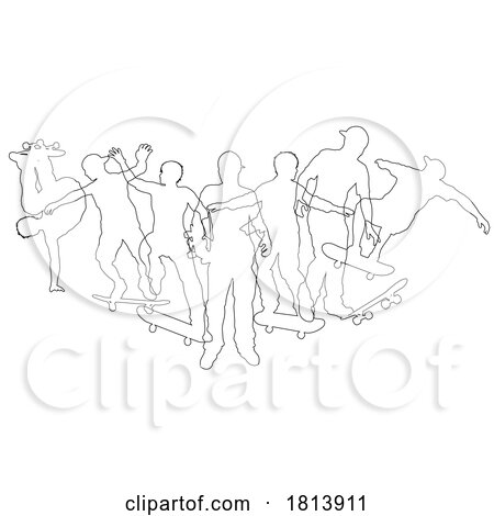 Skateboarder Skateboarding Silhouette People Set by AtStockIllustration