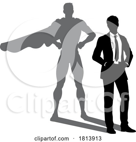 Superhero Business Man with Super Hero Shadow by AtStockIllustration