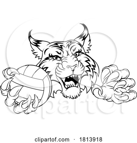 Wildcat Cougar Lynx Lion Volleyball Claw Mascot by AtStockIllustration