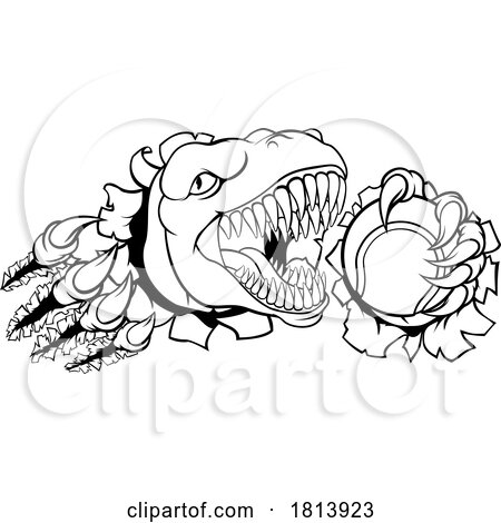 Dinosaur Tennis Player Animal Sports Mascot by AtStockIllustration