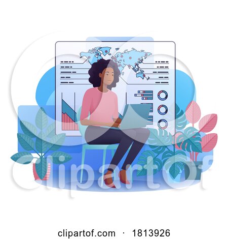 Woman Student Laptop Statistics Data Illustration by AtStockIllustration