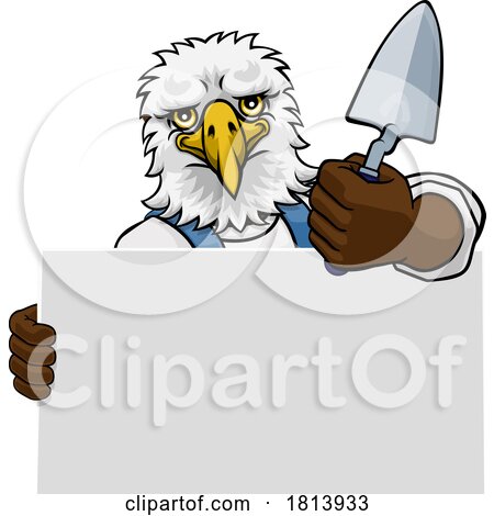 Bricklayer Eagle Bird Trowel Tool Handyman Mascot by AtStockIllustration