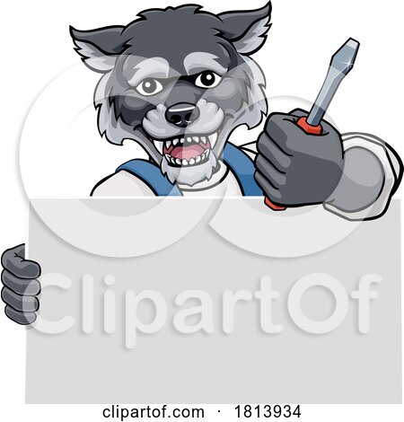 Electrician Wolf Screwdriver Tool Handyman by AtStockIllustration