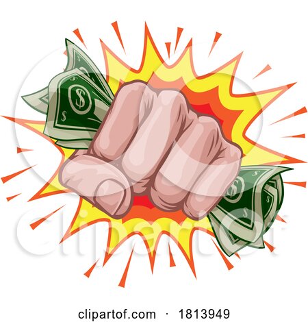 Money Cash Fist Hand Comic Pop Art Cartoon by AtStockIllustration