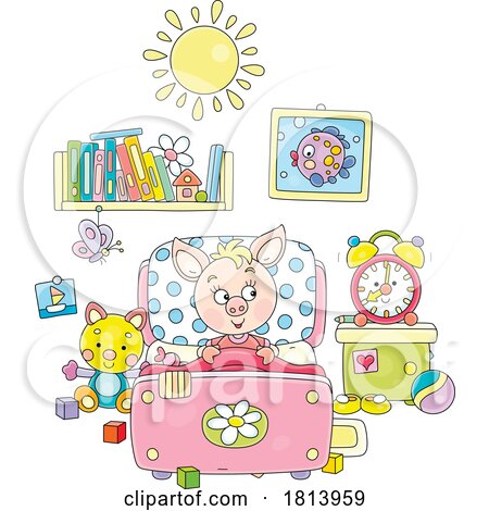 Piglet Waking up Licensed Cartoon Clipart by Alex Bannykh