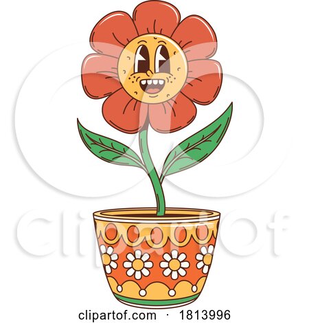 Cartoon Hippie Flower Mascot Licensed Stock Image by Vector Tradition SM