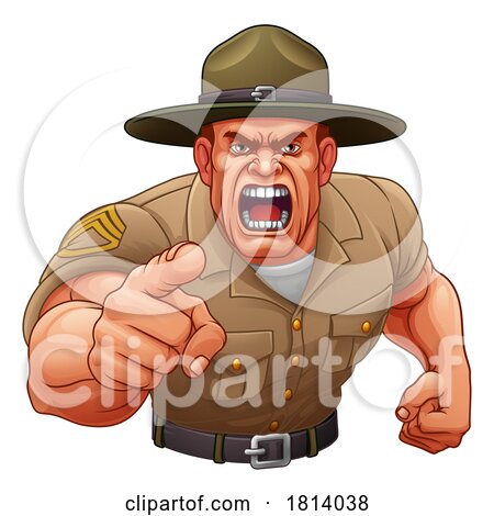 Drill Instructor Sergeant Bootcamp Army Soldier by AtStockIllustration