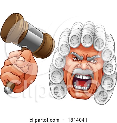 Angry Judge Hammer Gavel Cartoon Character by AtStockIllustration