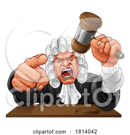 Angry Judge Hammer Gavel Cartoon Character by AtStockIllustration