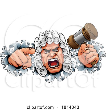 Angry Judge Hammer Gavel Cartoon Character by AtStockIllustration