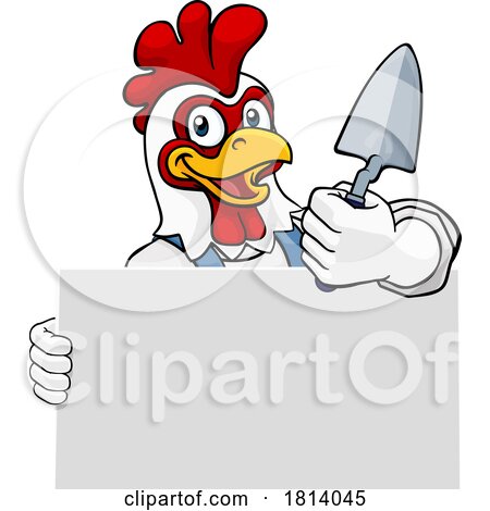 Bricklayer Chicken Rooster Trowel Tool Mascot by AtStockIllustration