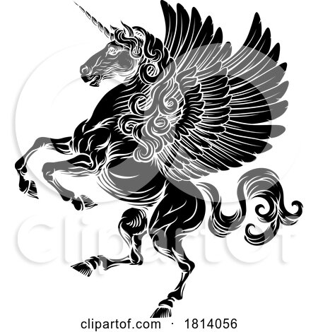 Pegasus Unicorn Horse Crest Heraldic Coat of Arms by AtStockIllustration