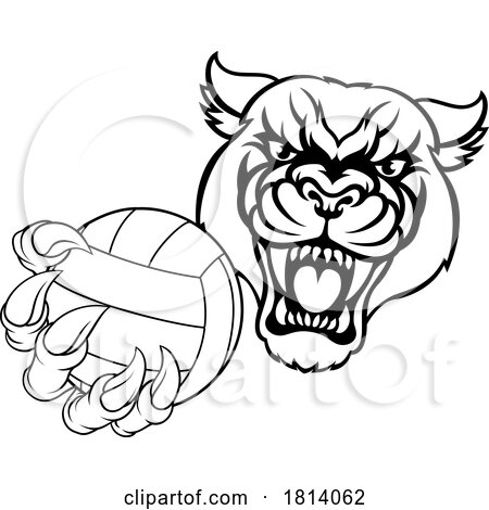 Panther Jaguar Leopard Volleyball Ball Claw Mascot by AtStockIllustration