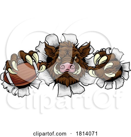 Boar Wild Hog Razorback Warthog Football Mascot by AtStockIllustration