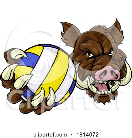 Boar Razorback Hog Volleyball Volley Ball Mascot by AtStockIllustration