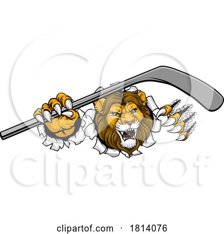 Lion Ice Hockey Team Sports Animal Cartoon Mascot by AtStockIllustration