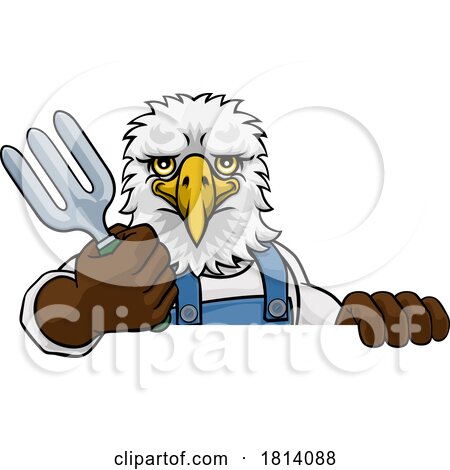 Eagle Gardener Gardening Animal Mascot by AtStockIllustration