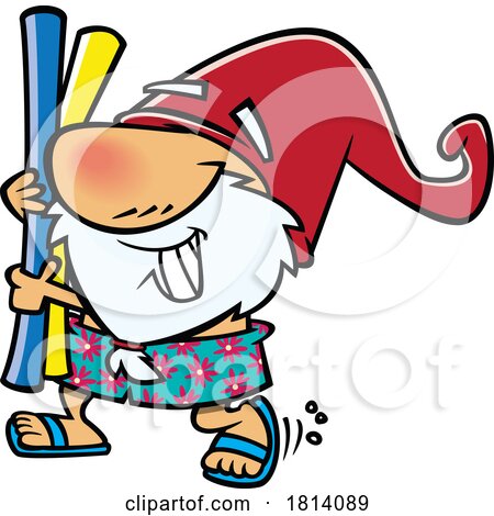 Cartoon Summer Time Beach Gnome with Noodles Licensed Stock Image by toonaday