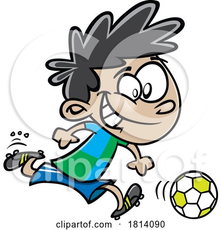 Cartoon Dribbling Soccer Boy Licensed Stock Image by toonaday