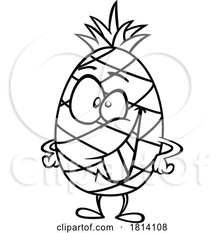 Cartoon Happy Pineapple Licensed Black and White Stock Image by toonaday
