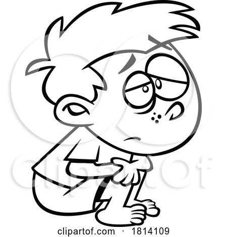 Cartoon Shamed Boy Licensed Black and White Stock Image by toonaday