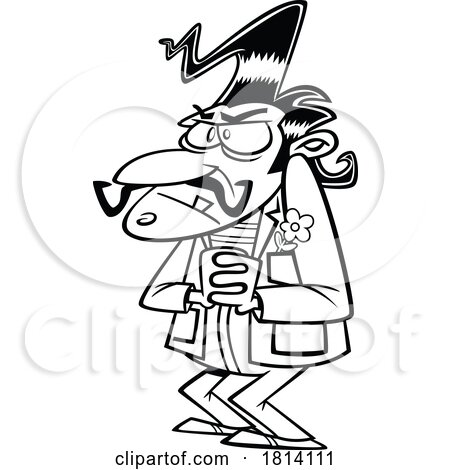 Cartoon Villainous Man Licensed Black and White Stock Image by toonaday