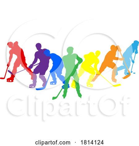 Ice Hockey Silhouette People Player Silhouettes by AtStockIllustration