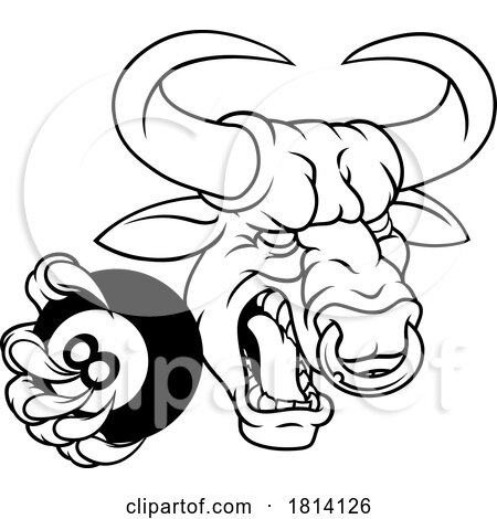 Bull Minotaur Longhorn Cow Pool Mascot Cartoon by AtStockIllustration