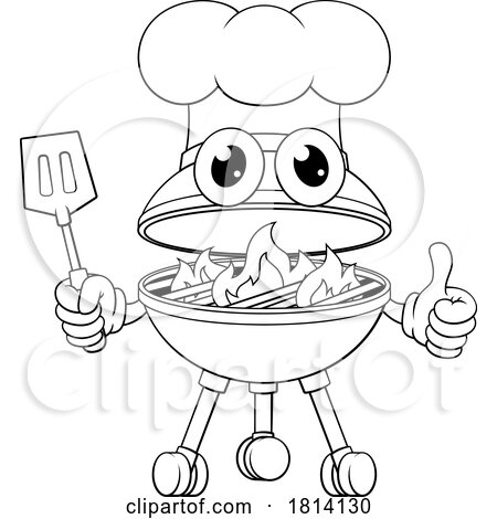 Barbecue Chef Cartoon Mascot Charcoal BBQ Person by AtStockIllustration