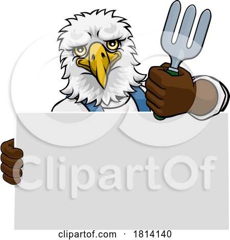 Gardener Eagle Bird Cartoon Handyman Tool Mascot by AtStockIllustration