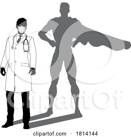 Superhero Doctor with Super Hero Shadow Silhouette by AtStockIllustration