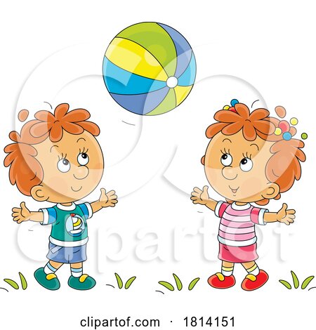 Cartoon Kids Tossing a Ball Licensed Stock Image by Alex Bannykh