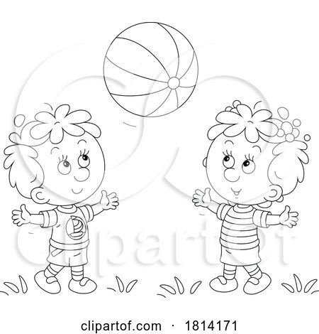 Cartoon Kids Tossing a Ball Licensed Stock Image by Alex Bannykh